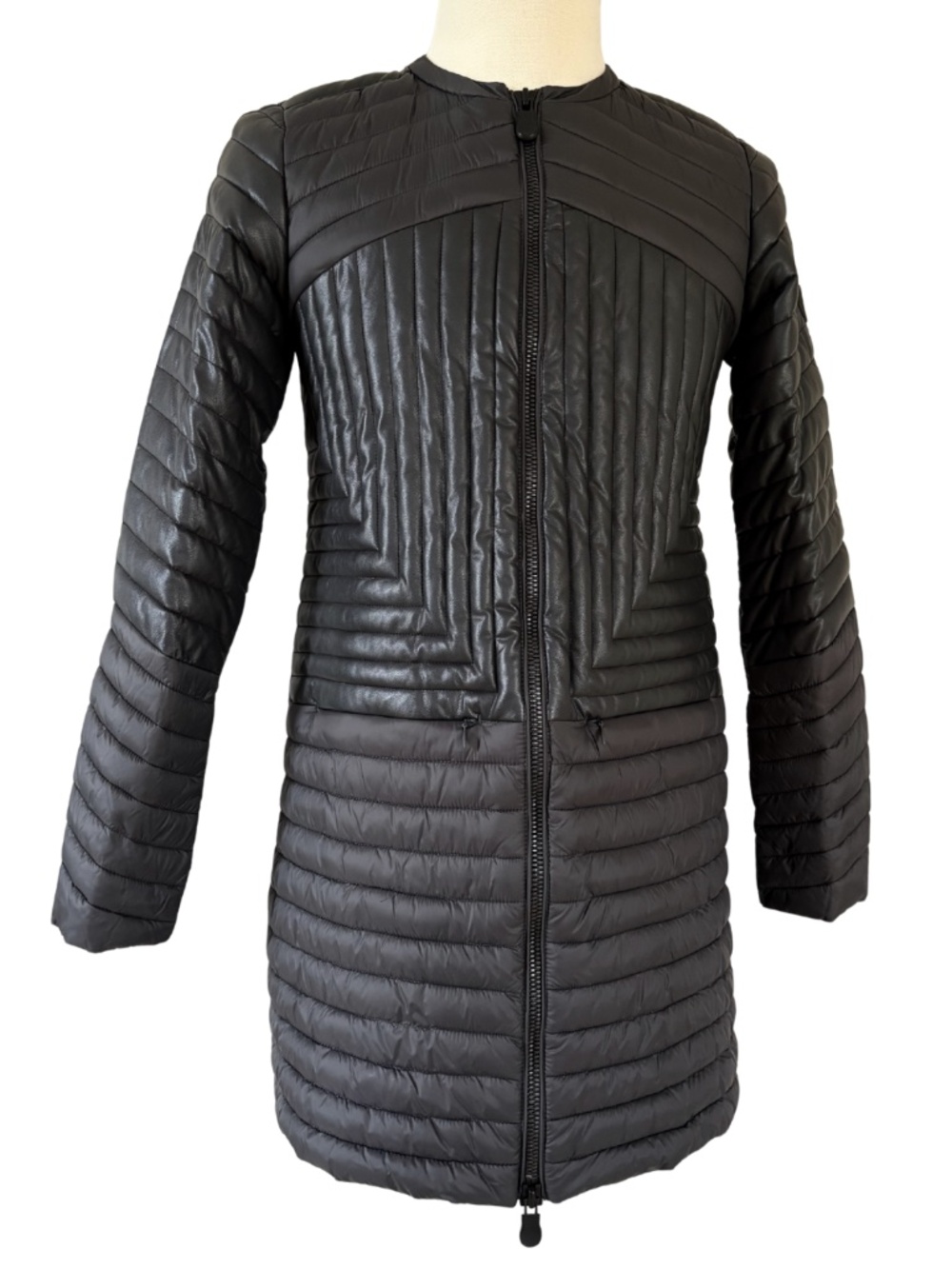 Save The Duck Black Lightweight Longline Puffer Coat Size 1 Small